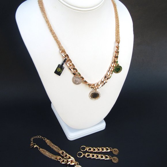 Talliana Gold Plated Coin Necklace Set Earrings Bracelet - Picture 2 of 6